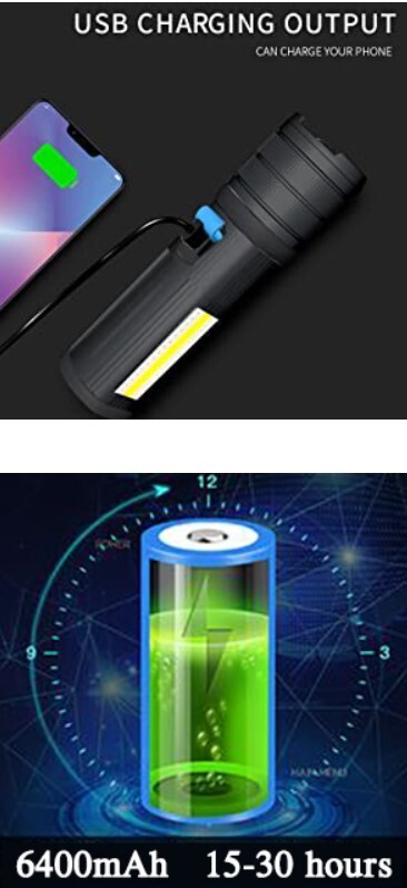 Rechargeable Gymwebeek Flashlights LED Tactical Flashlight COB Side Light