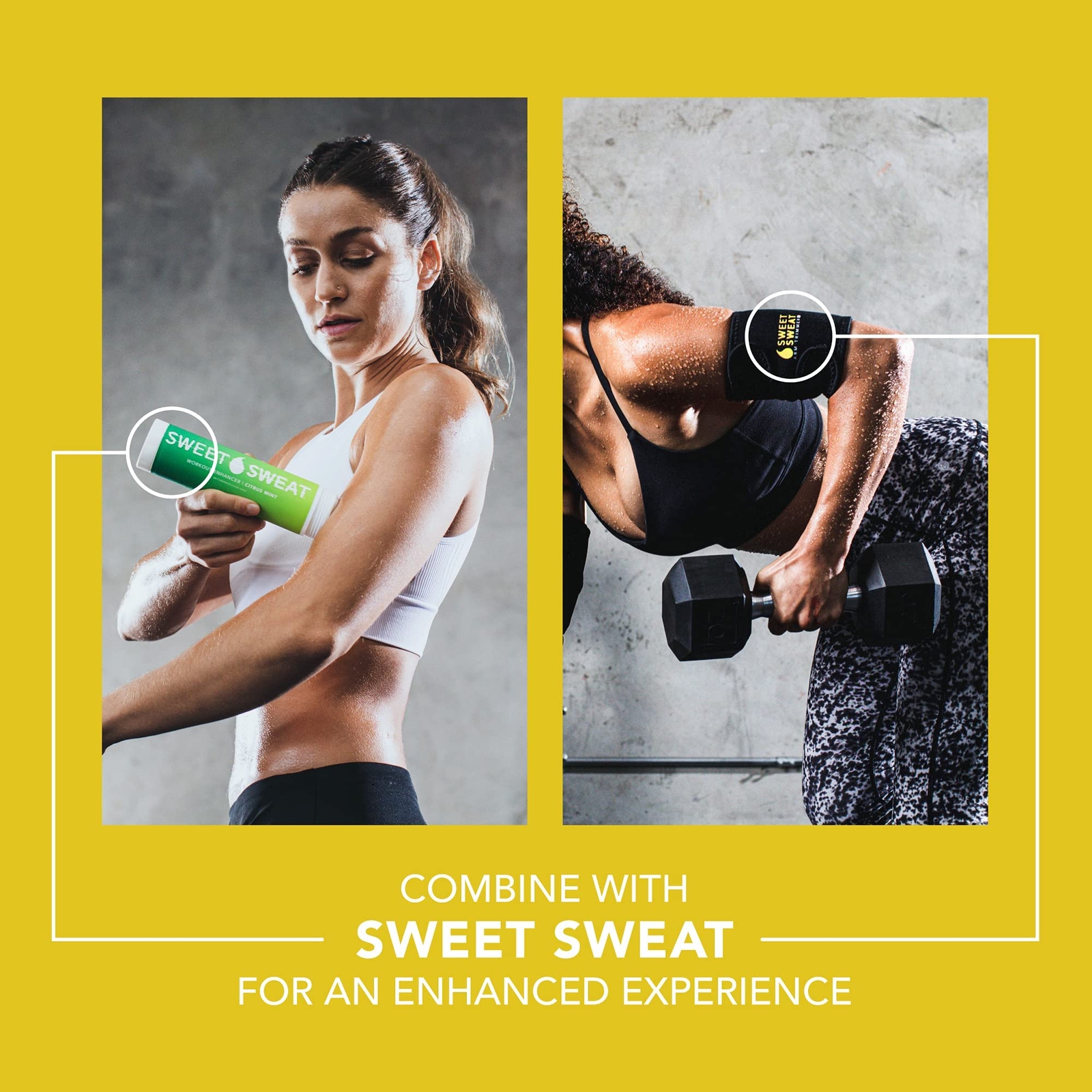 Sweet Sweat Arm Trimmer for Men & Women - Includes Mesh Carrying Bag (Yellow, M)