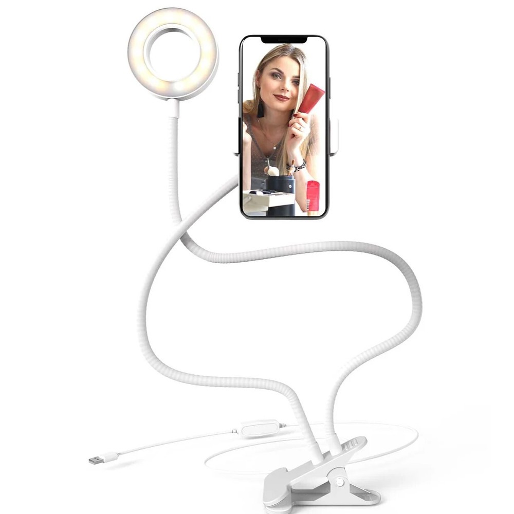 Bower 24-Inch Flexible LED Ring Light Desk clip - Multiple Brightness Settings