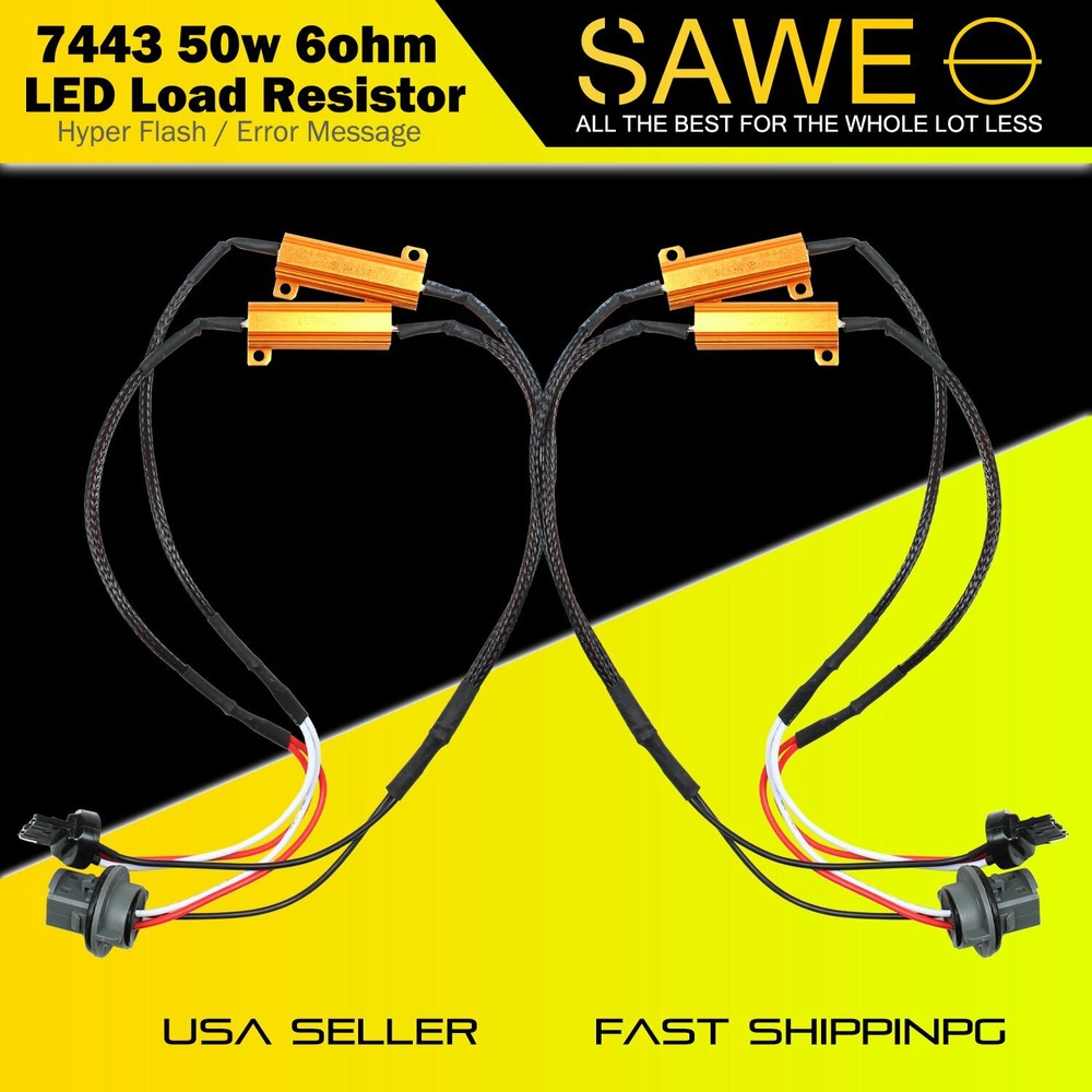 7443 7444 Front LED Turn Signal Resistor Adapter Anti Hyper Flash Error Canceler