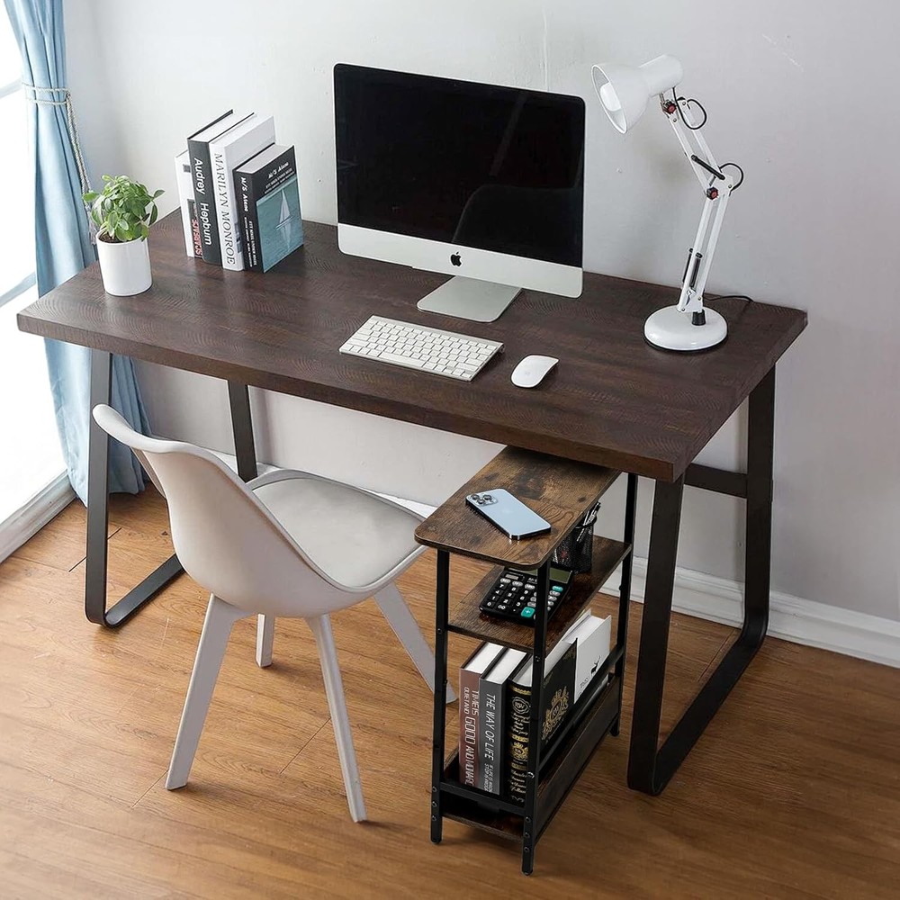 Narrow Side Table Small Spaces 3-Tier Small End Table W/ Storage Shelf &