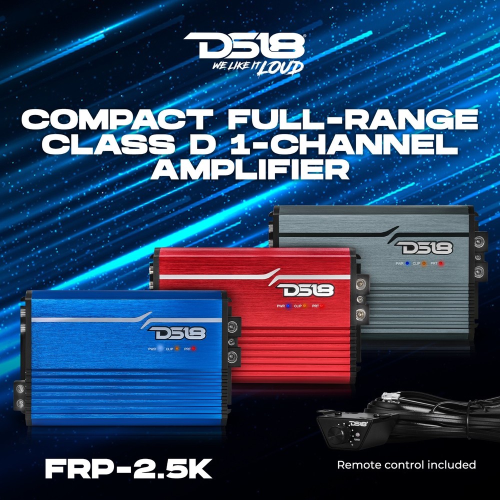 DS18 FRP-2.5K/RD Amplifier 1-Channel Full Range Monoblock with Remote Level Knob