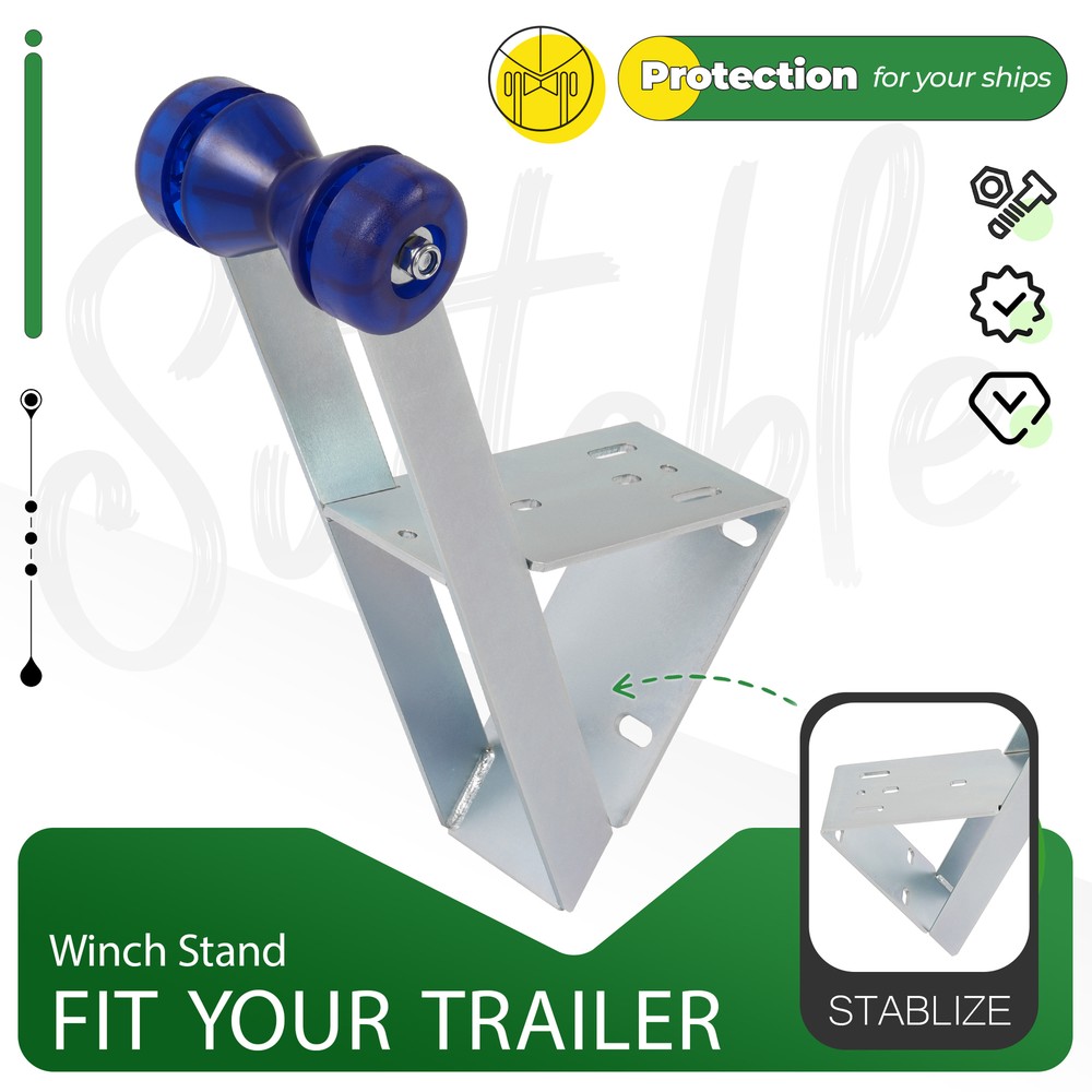 Galvanized Boat Trailer Winch Seat With Blue Roller and End Caps For Winch Posts