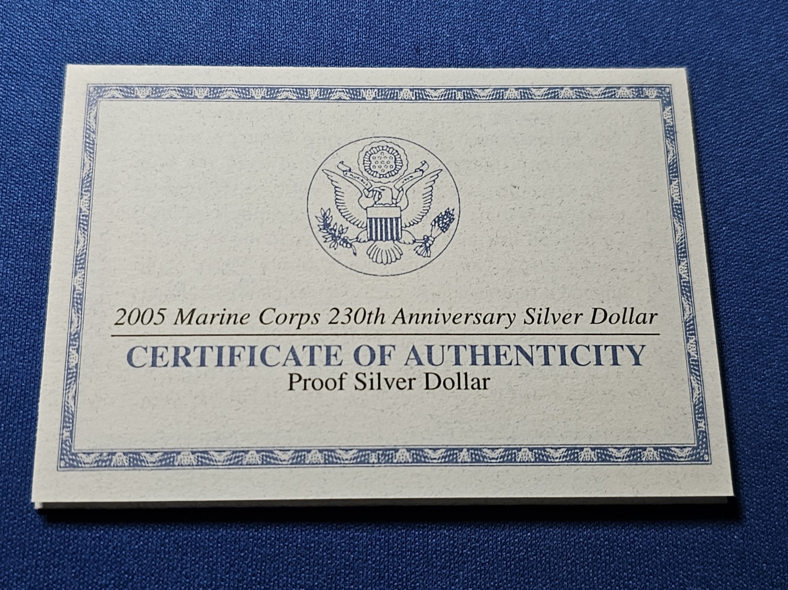 2005 Marine Corps 230th Anniversary Proof Silver Dollar 90% Box Set With COA