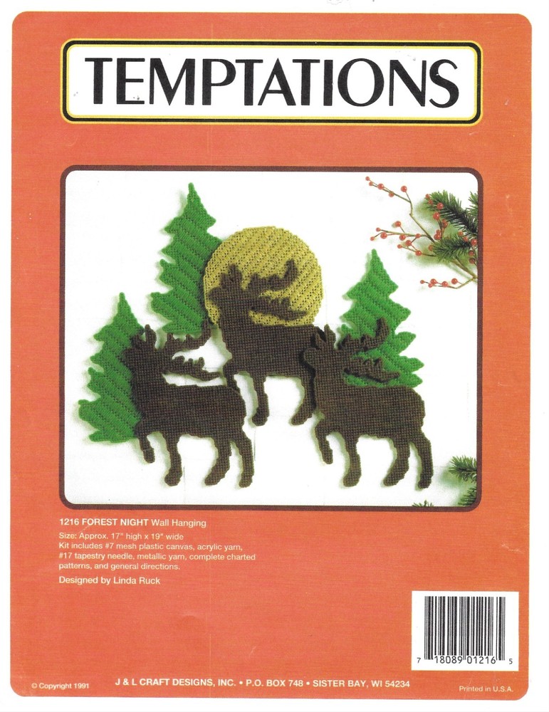 FOREST NIGHT  WALL HANGING  7ct plastic canvas PATTERN (#TF0260)
