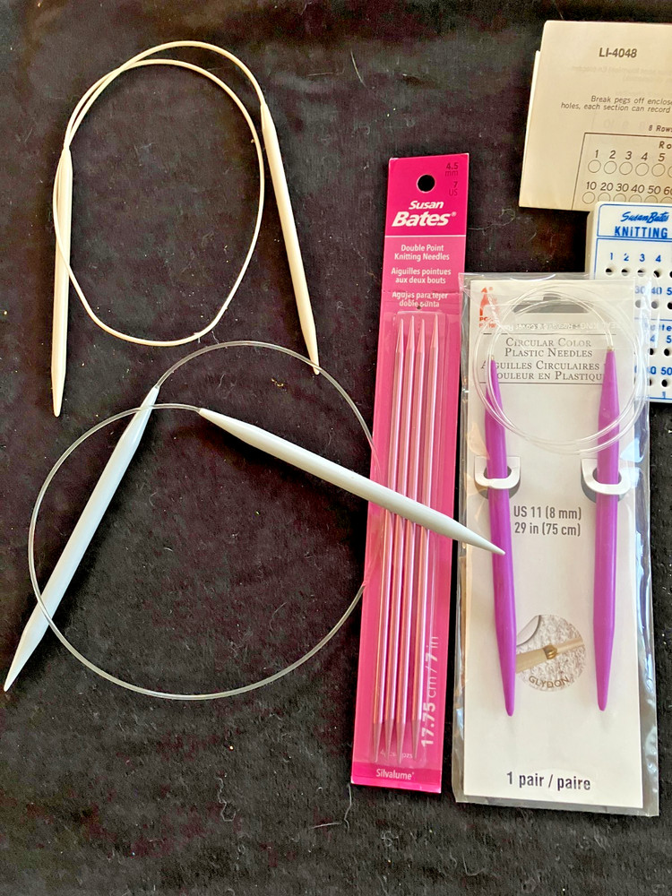 YARN + KNITTING NEEDLES AND MISCELLANEOUS ITEMS