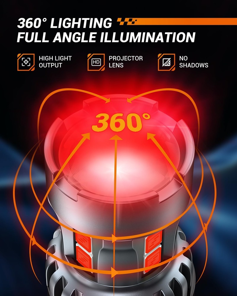 7443 Led Red Light Bulb High Brightness Tail Brake Blinker Compact Design