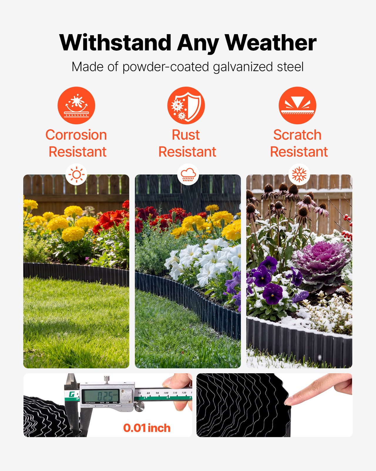 VEVOR Galvanized Steel Landscape Edging 40 ft x 6 in Metal Garden Edging