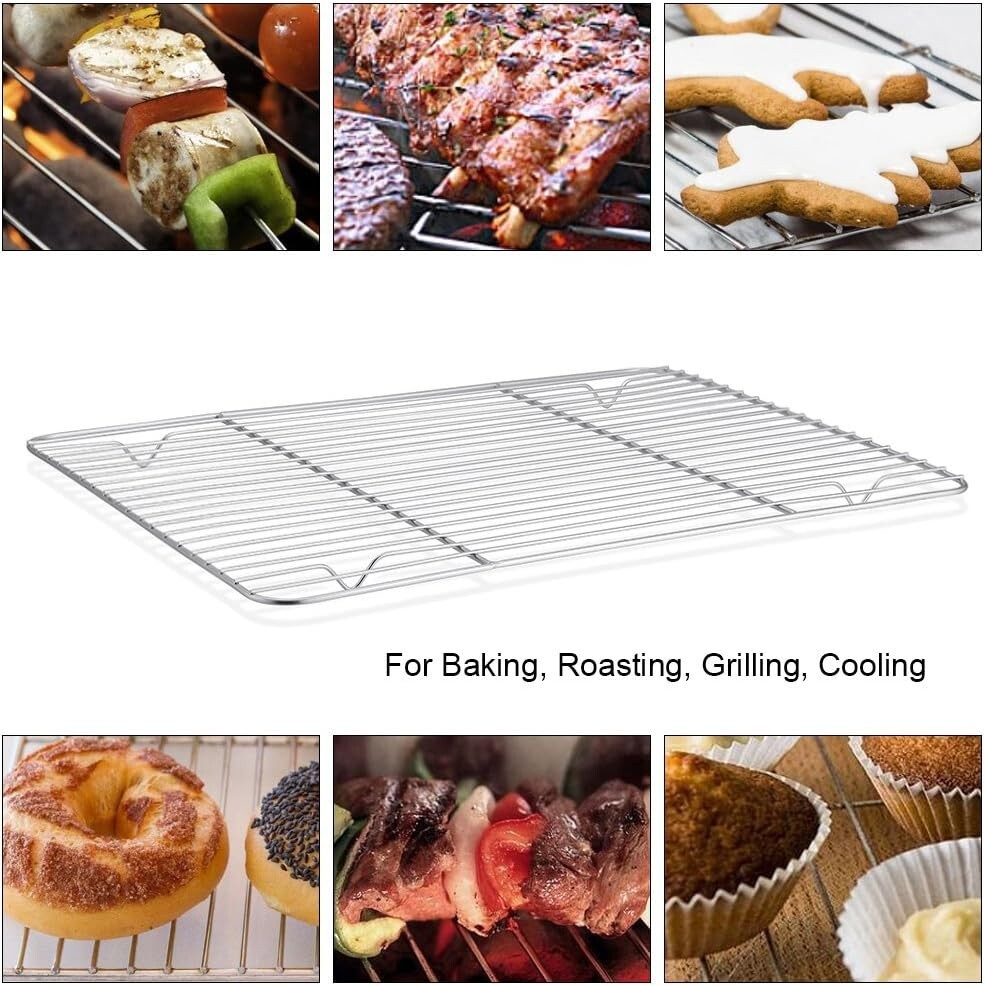 Healthy Stainless Steel Baking Racks Set – 9.7” x 7.3”, Rust Resistant & Durable