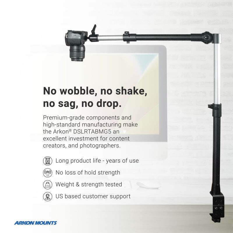Arkon DSLRTABMG5 Overhead Camera Mount. Includes Camera, Tablet, & Phone Holders