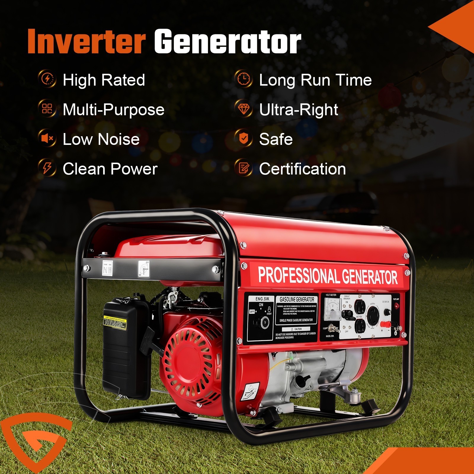 5000W Portable Generator Gas Powered 4 Stroke for Home Backup Construction