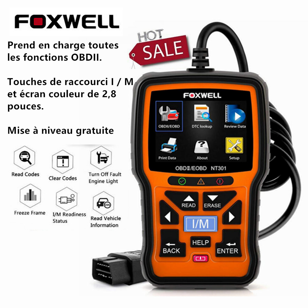 Foxwell NT301 OBD2 Automotive Scanner Diagnostic Tool Check Engine Code Reader