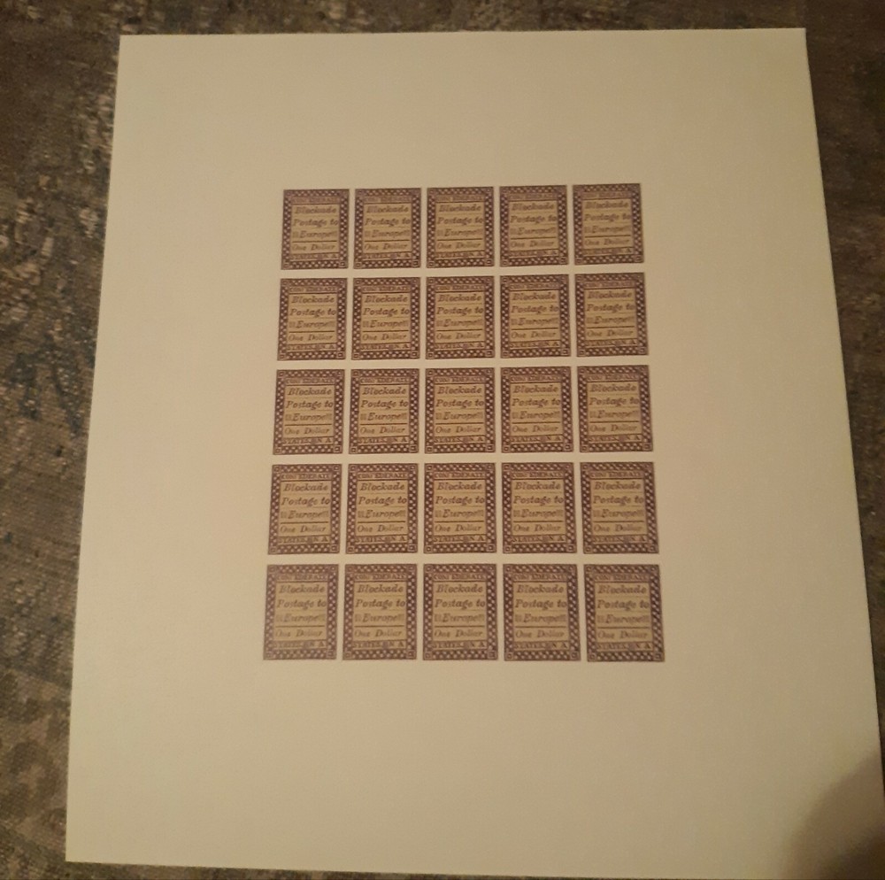 Confederate states Facsimile Lithograph Reproduction Sheet of 25 Blockade...