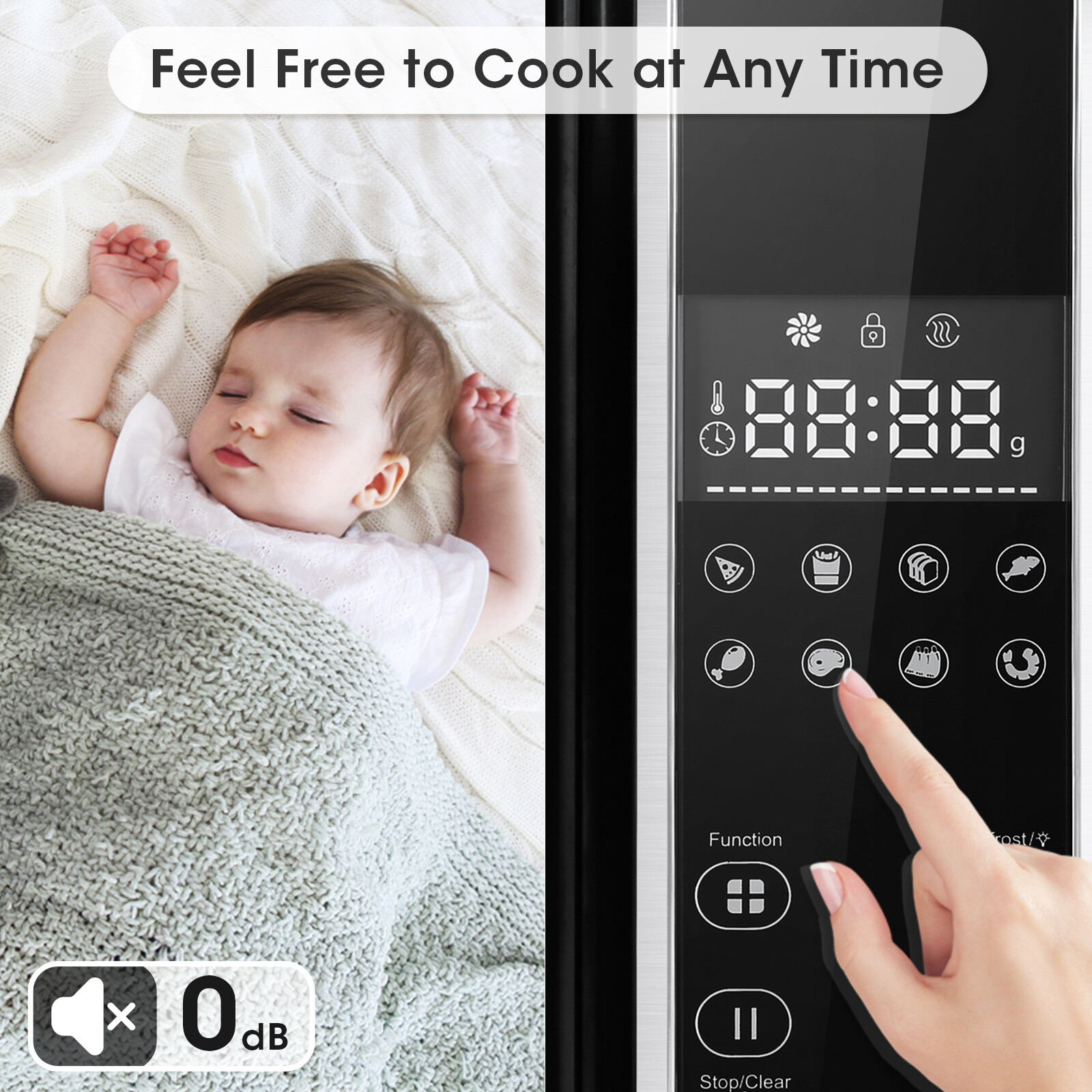 Smart 24L Microwave Oven Air Fryer Combo Cooker LED Display Countertop Kitchen