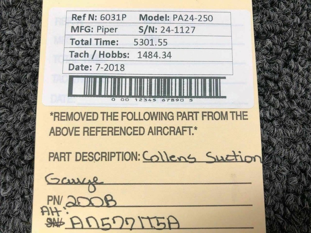 200B (Alt: AN5771T5A) Collens Suction Indicator