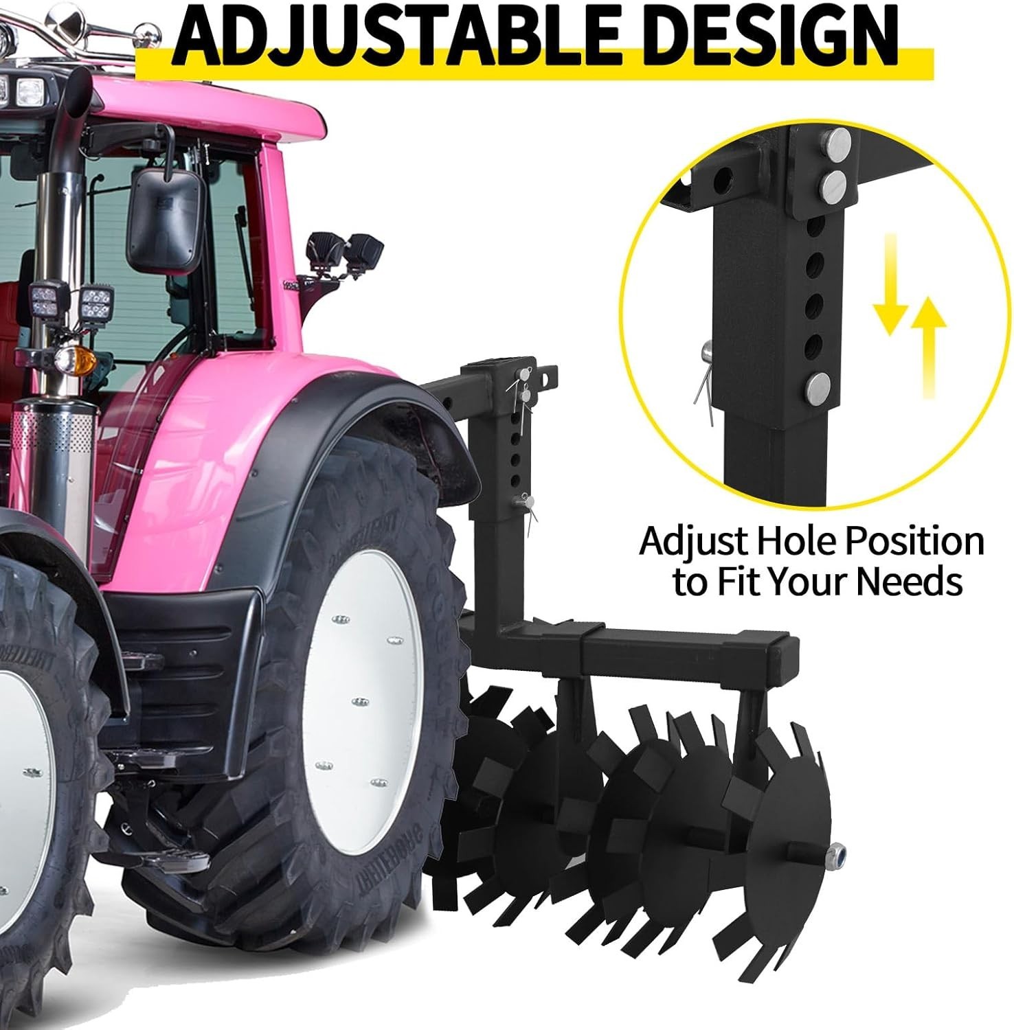 32" Cut Width ATV/UTV Disc Plow Harrow With 2" Receiver Hitch Heavy Duty Attach