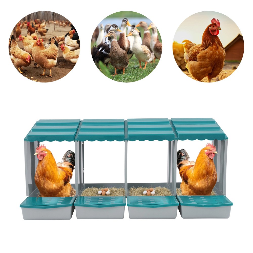 4-Compartment Chicken Nesting Box, Chicken Laying Box with Egg Collection