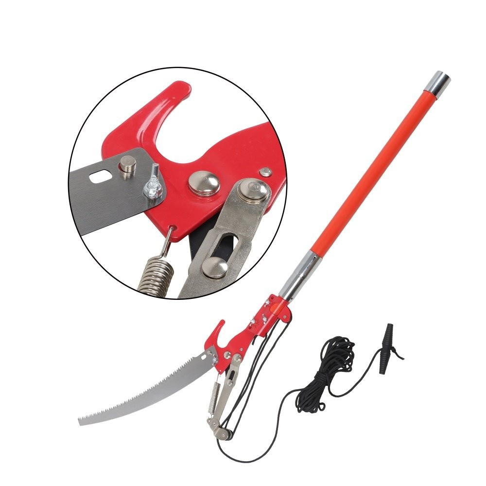 30 Feet Tree Pole Pruner Durable Tree Trimmers Handle Orange-red Manual Branches