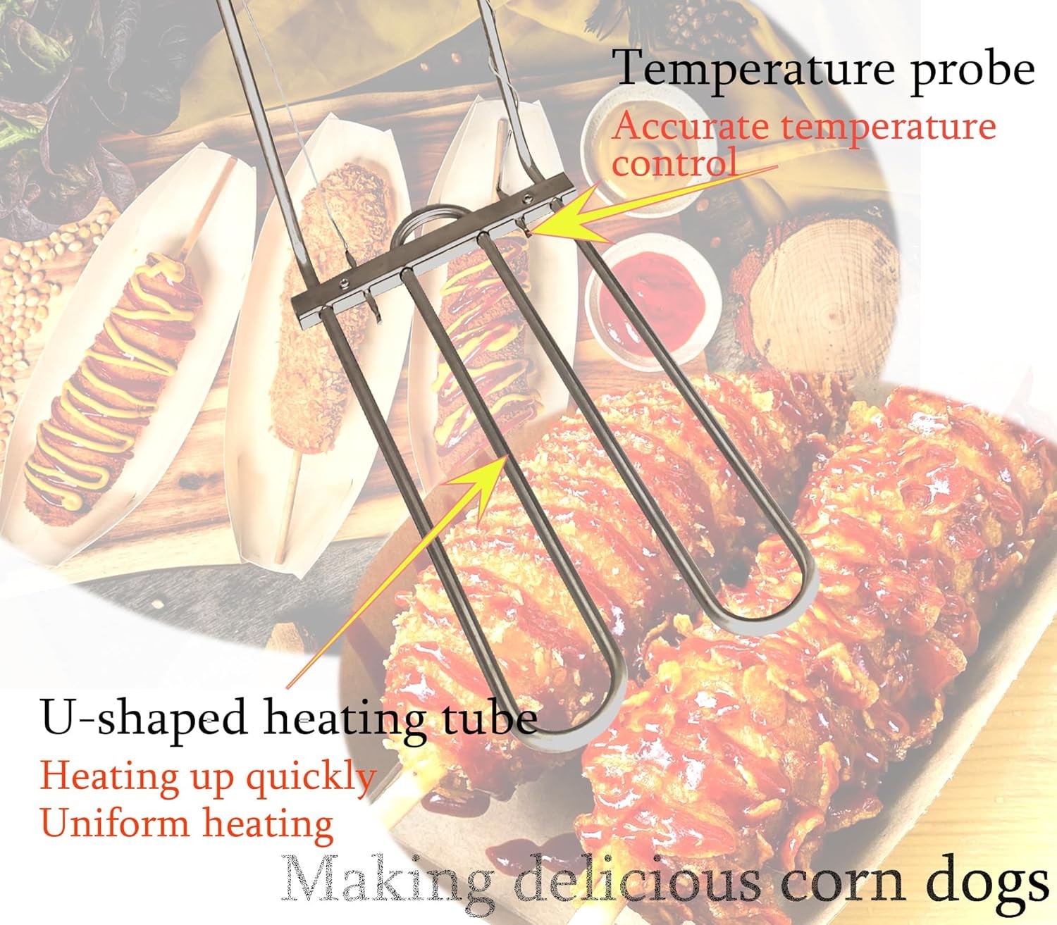 110V Cheese Hot Dog Fryer Commercial Electric Deep Corn Dog Fryer Machine 12clip