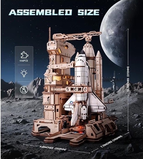 3D Puzzle Space Shuttle-Dynamic Launch Base Motorized Lift LED Light SHIP OVERSE