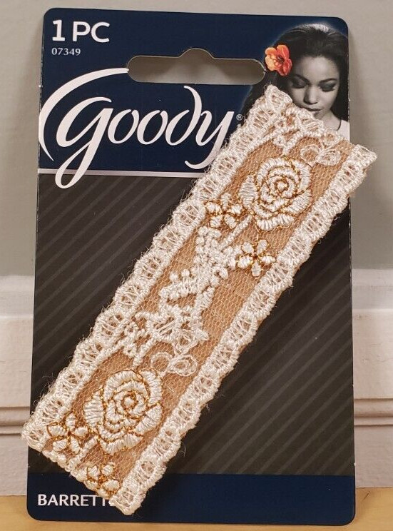Goody Brown w/ Gold Accented Lace Barrettes (3-Pack Bundle)