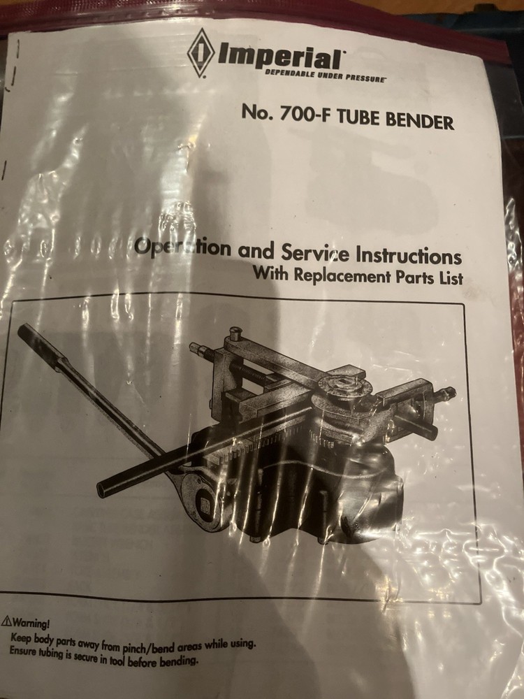 Imperial 700– F Pipe Bender Kit