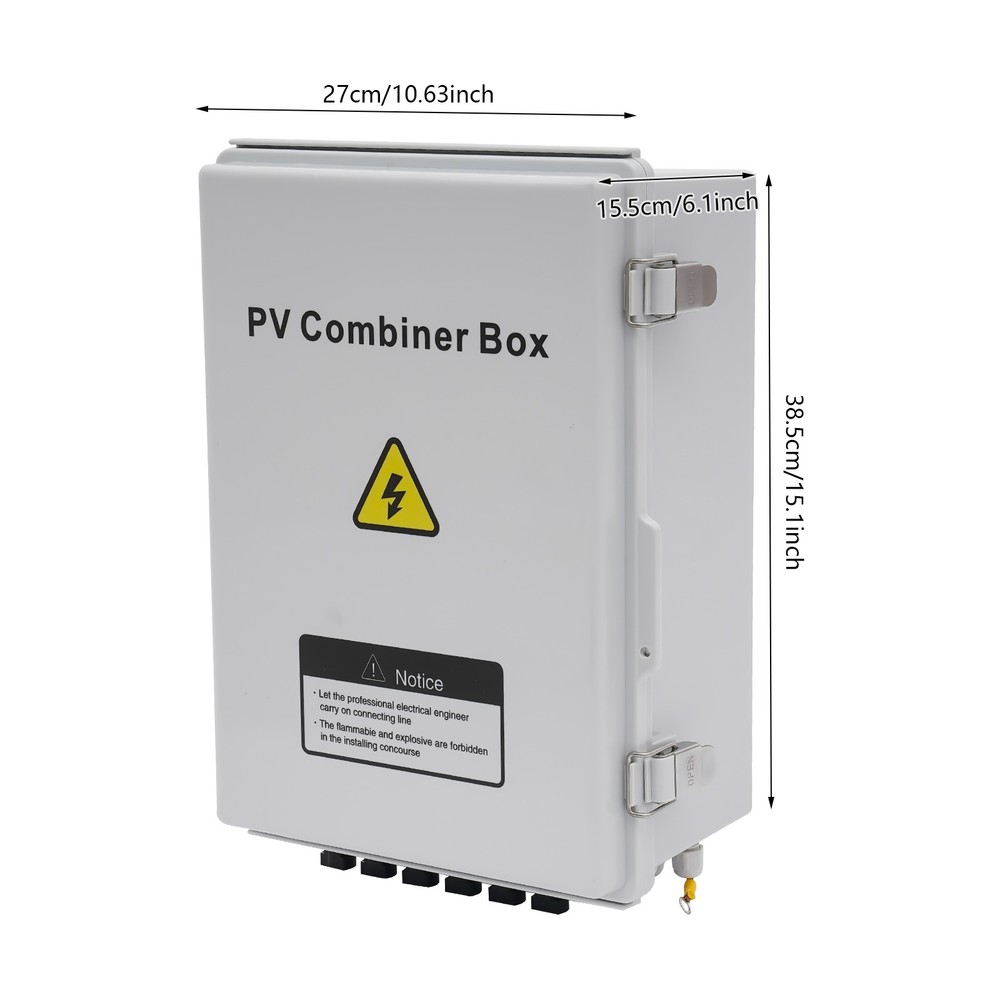 6 String Solar PV Combiner Box 15A Circuit Breaker for Solar Panel Plastic