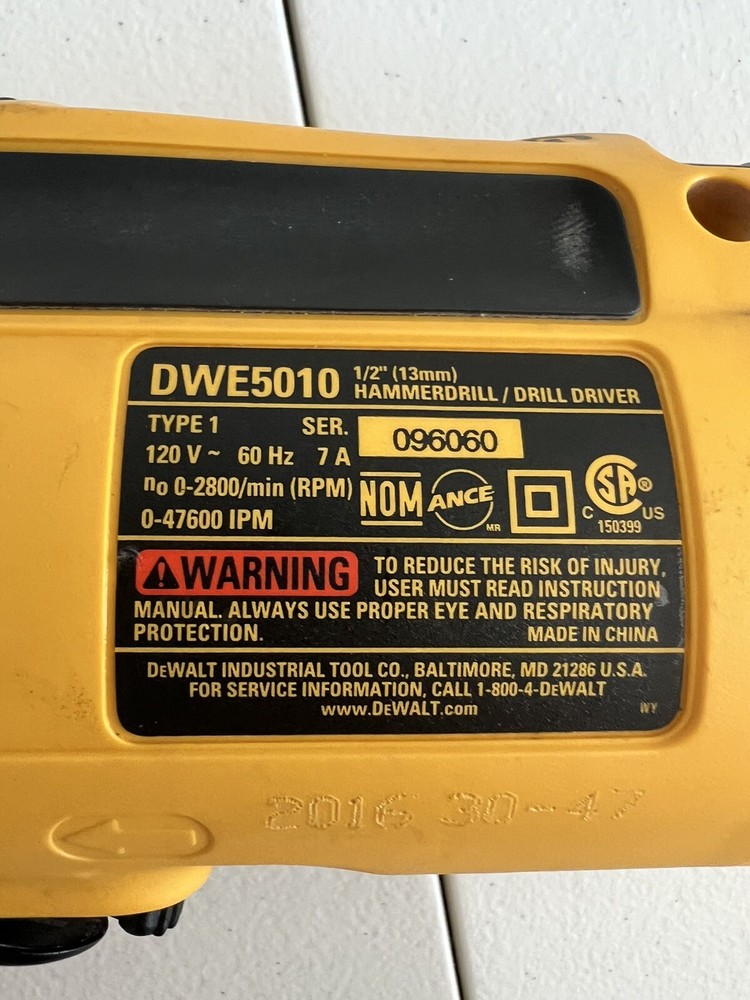 DEWALT DWE5010 1/2 inch Single Speed Hammer Drill