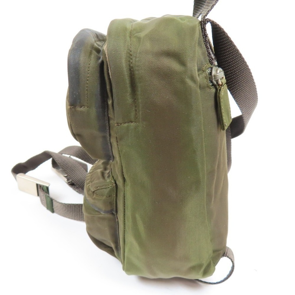 PRADA Triangle Logo Mini Rucksack Backpack Nylon Brown From Japan
