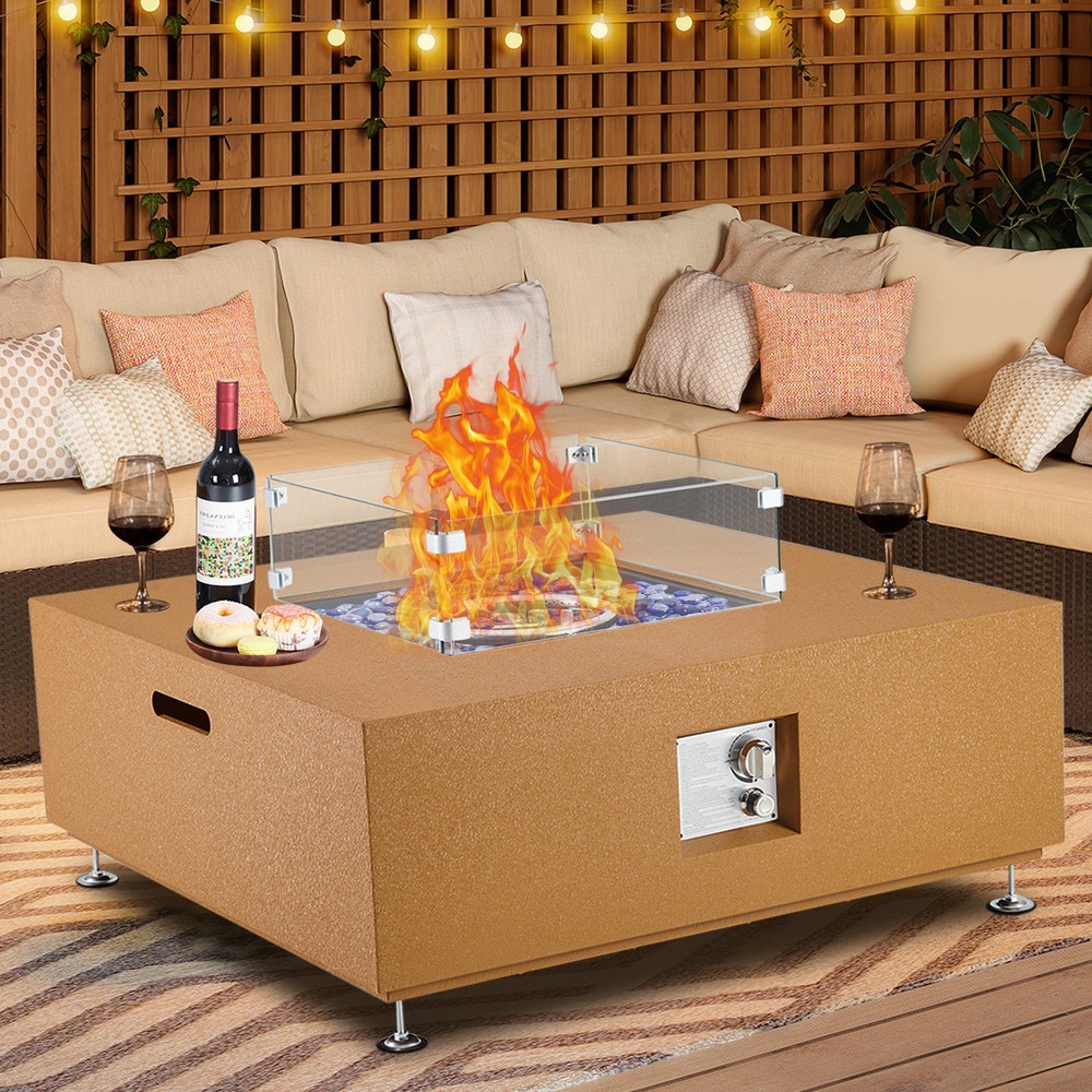 36" Gas Fire Pit Table 50000 BTU Rectangular Patio Outdoor Propane Firepits
