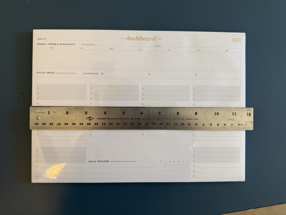 Ink+Volt Weekly Dashboard Desk Pad Planner Letter Size with Task Tracker