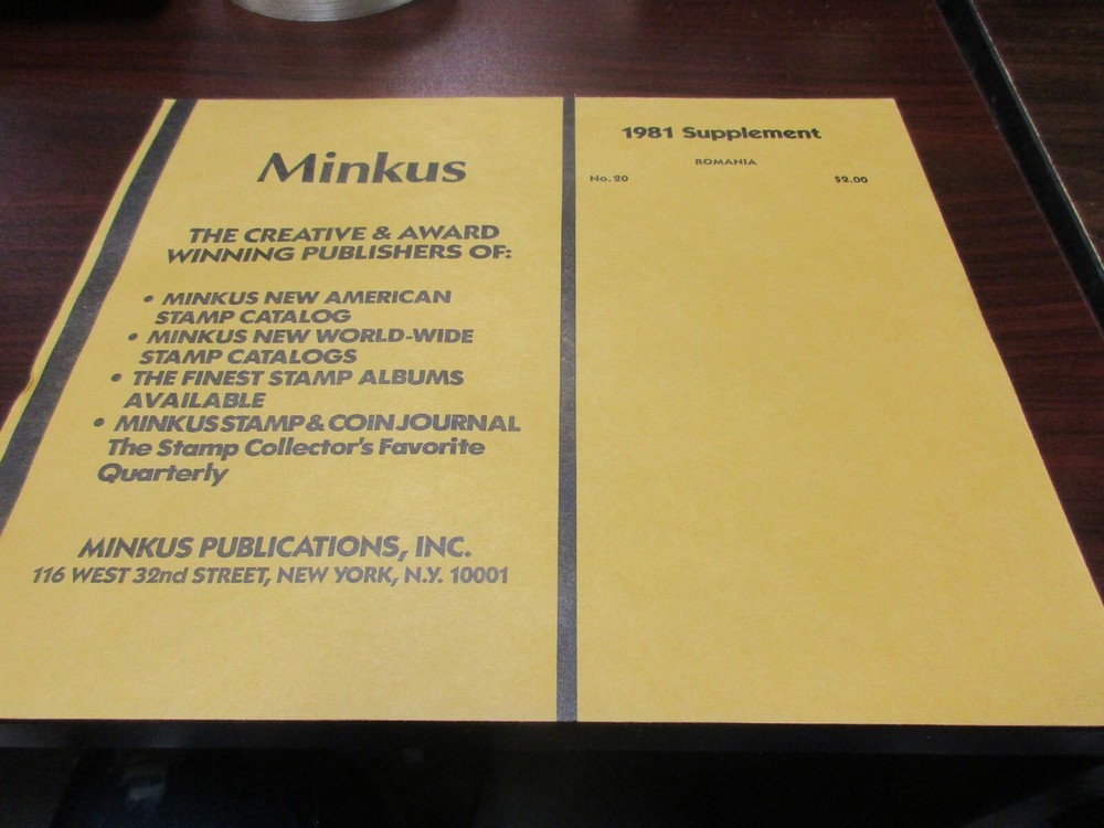 "MINKUS"  1981 SUPPLEMENT  ROMANIA  W/FREE SHIPPING!!!