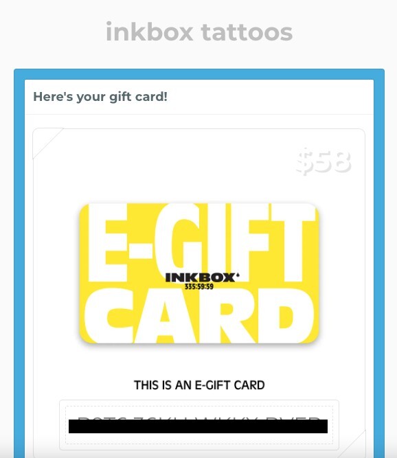 $58 inkbox giftcard
