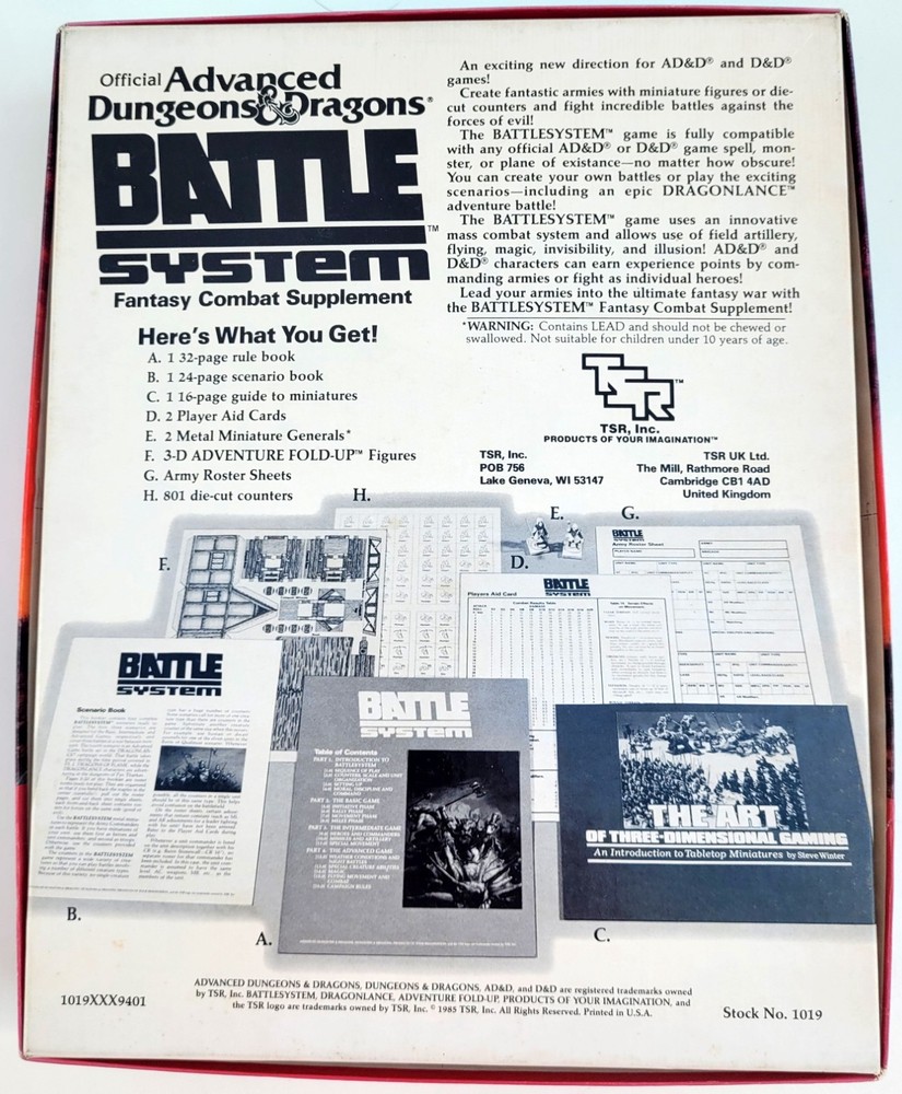 Battle System. Dungeons & Dragons 1st Edition Box Set. Complete. EX