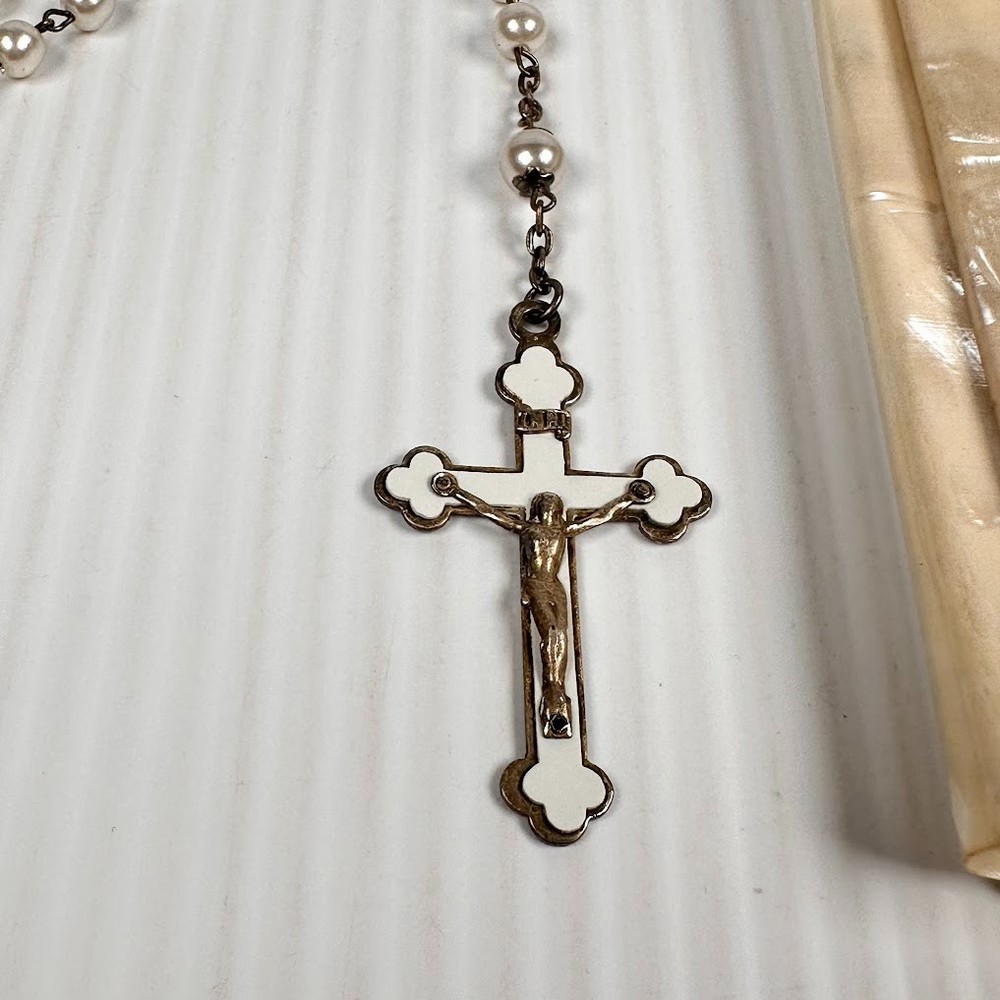 Vintage First Communion Prayer Book and Rosary