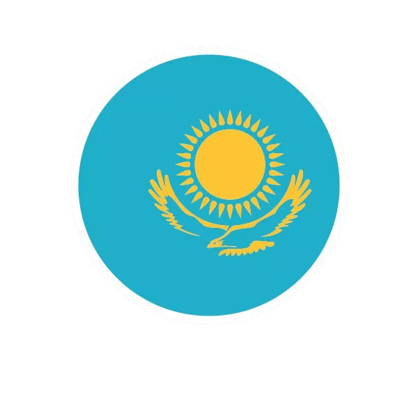Round Kazakh Flag Sticker Decal