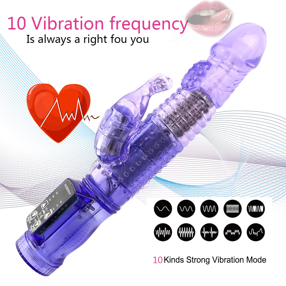 9 inch Rechargeable Dildo Vibrator Rabbit Clit G-spot Massager Sex Toys Women