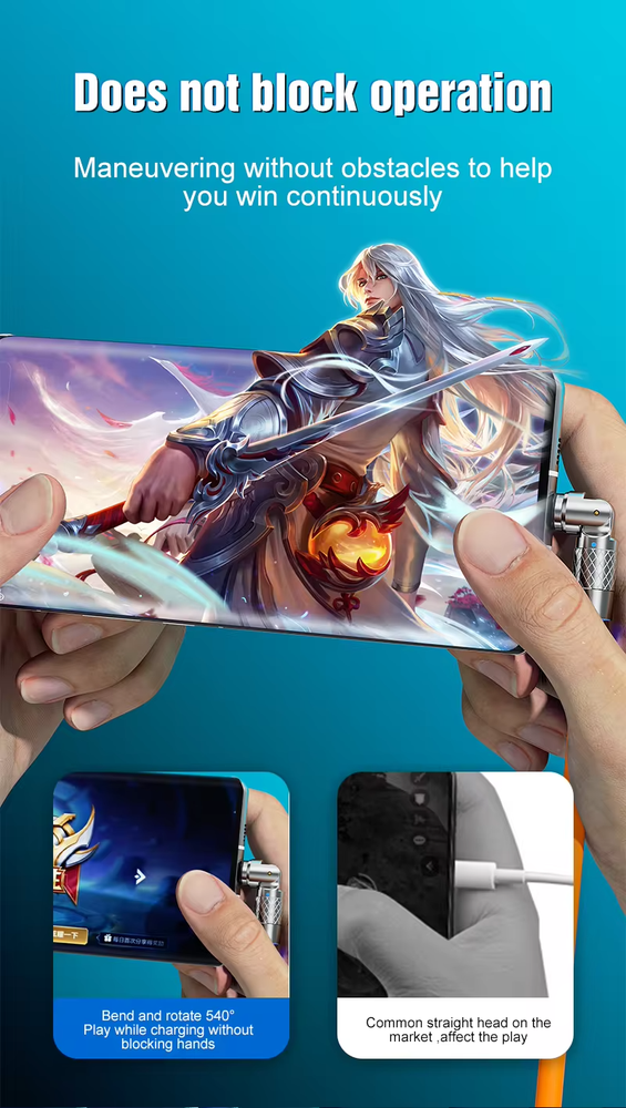 120w Fast Android type C 180 Degree Rotating 6ft Long Wire