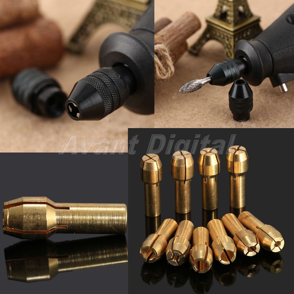 Long Tail Keyless Drill Chuck &0.5mm-3.2mm Brass Collets Bits Tool 4.3mm Shank