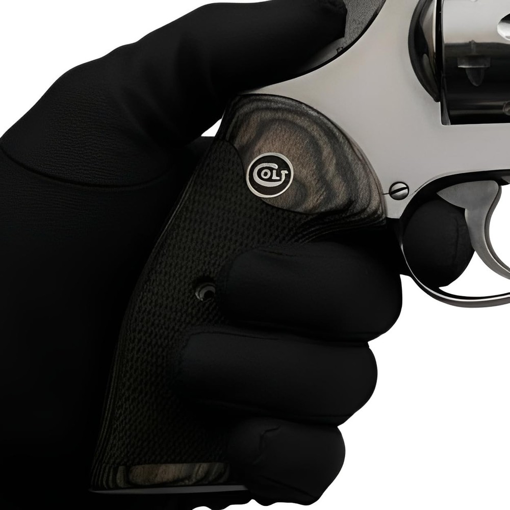 Colt Python Black Rosewood Grips Black Medallion with Silver COLT Letters