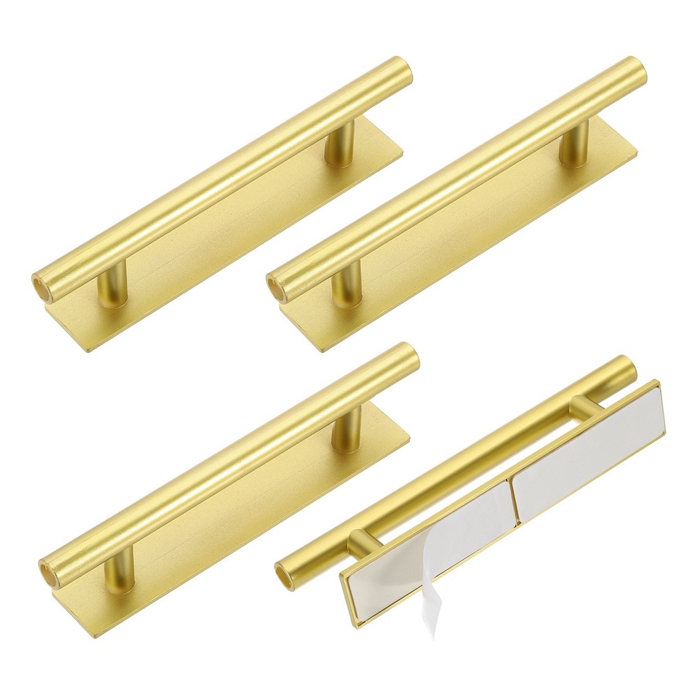 4pcs Self-Stick Push Pull Helper 6" Round Cabinet Handle Gold