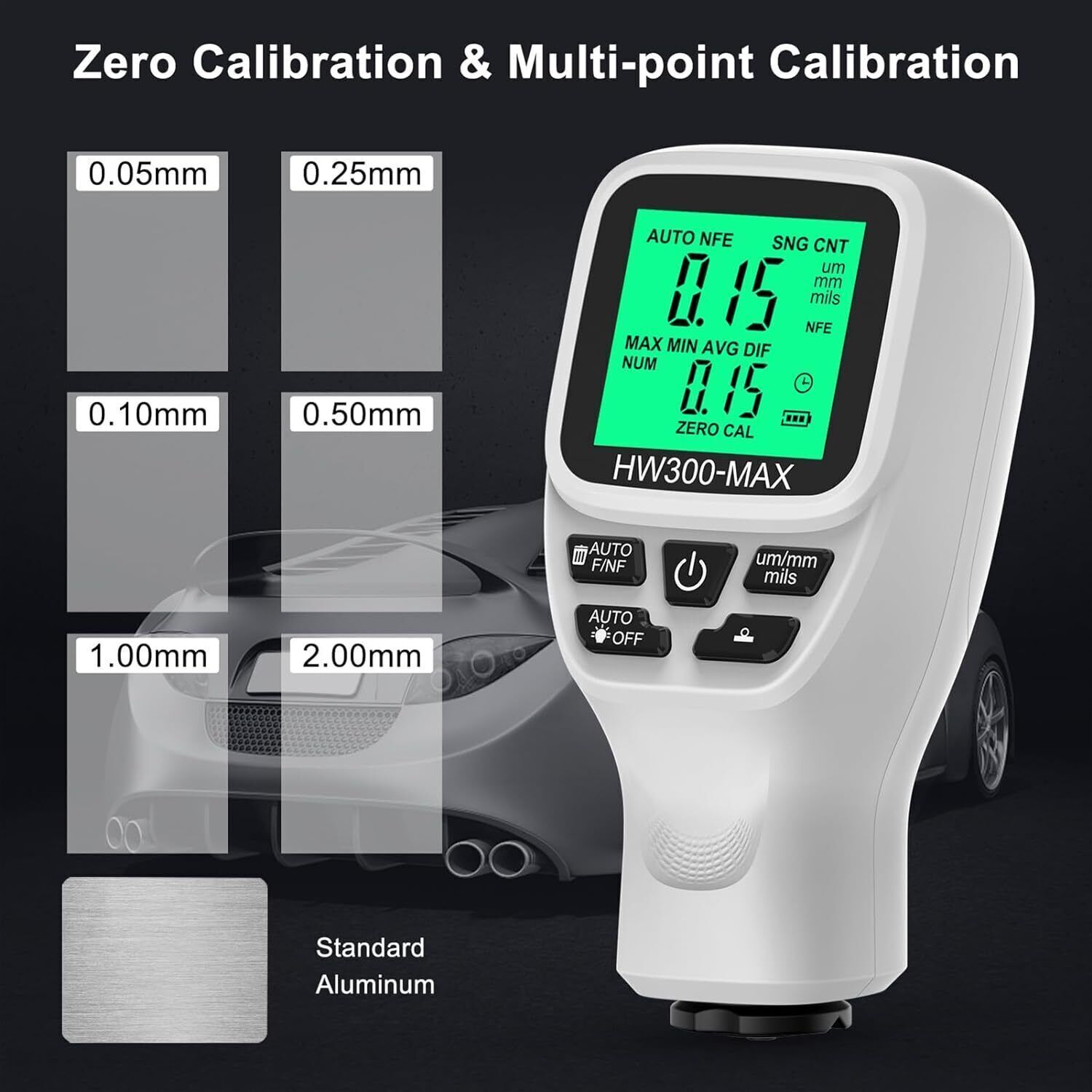 Paint Coating Thickness Tester Auto Measuring Gauge Meter Kit Digital Car HW-300