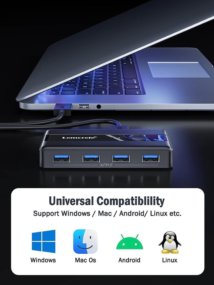 USB 3.0 Switch Selector 2 Computer Sharing 4 Devices Peripheral KVM Switcher Box