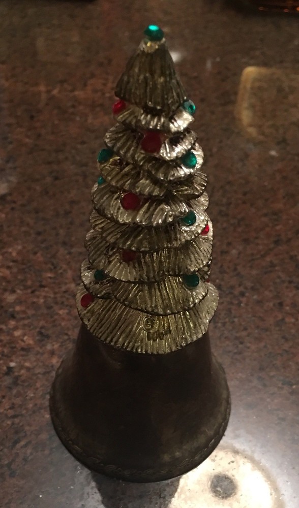 vintage Christmas tree Dinner Bell Silverplate