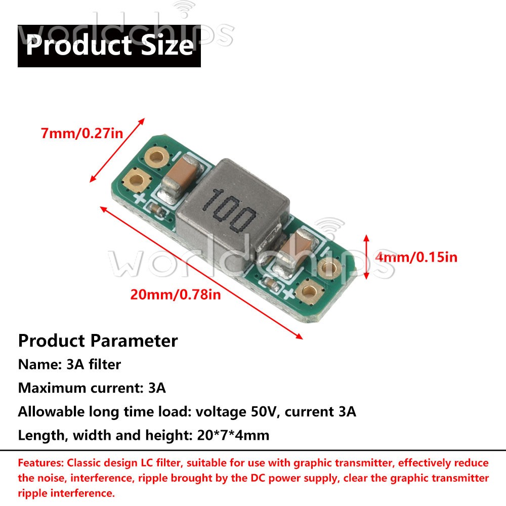 LC Filter Module 3A 50V clearing image transmission ripple interference filter
