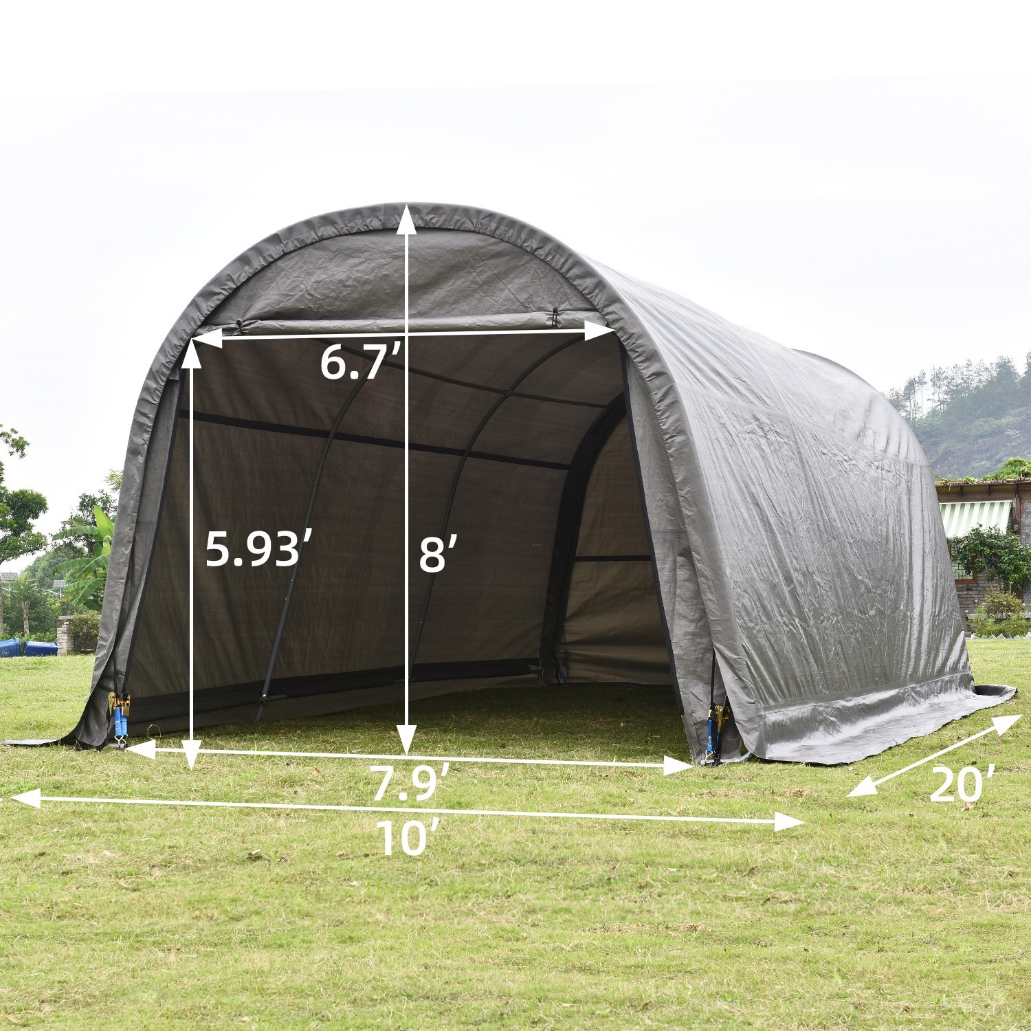 20 x 10ft Carport Heavy Duty Car Tent Garage Canopy Frame & Cover