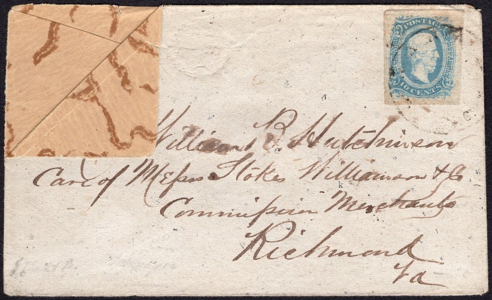 Confederate Wallpaper Adversity Cover, CSA #11 (AD), N.C. CDS to Richmond, Va.