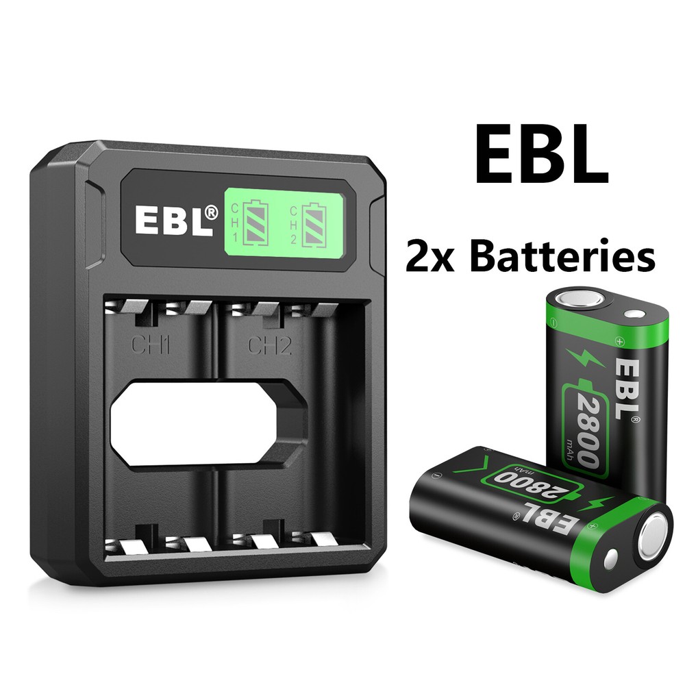 EBL 2x Rechargeable Batteries + Battery Charger for Xbox One Controller