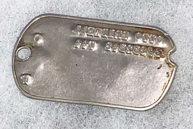 WWII Single Otto Bridwell T-44 Dog Tag