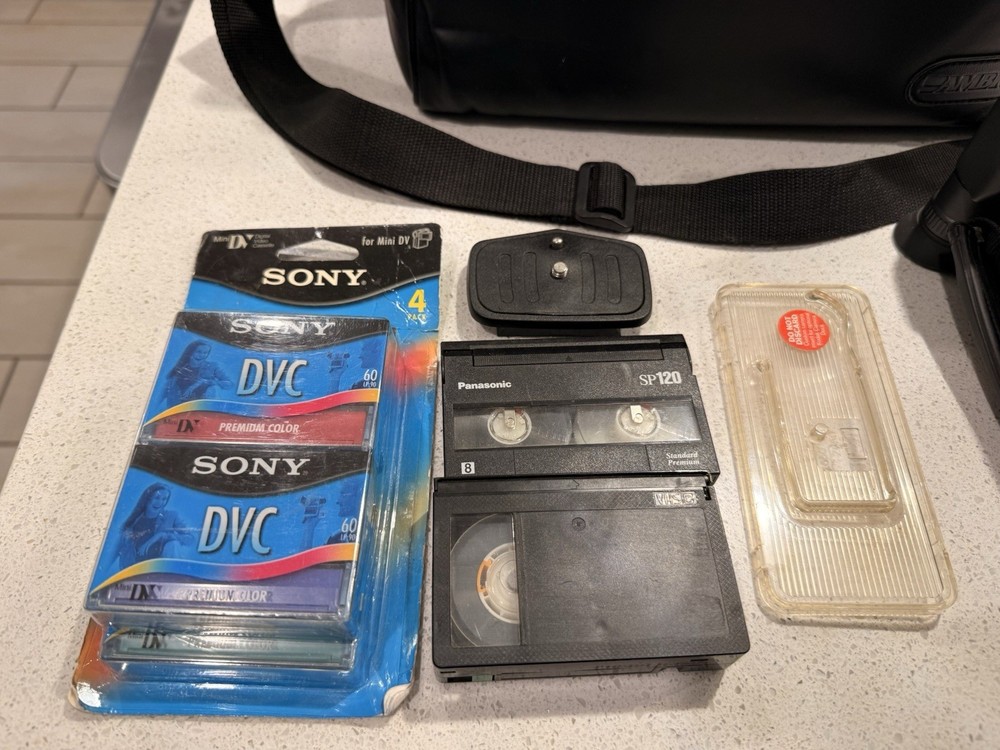 JVC Compact VHS Camcorder Bundle w/ Bag & Tapes | No Battery | Untested AS-IS
